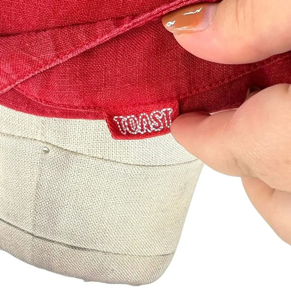 TOAST Shirt Red Natural Linen V-Neck Half Sleeve Top Size XS - Picture 9 of 10